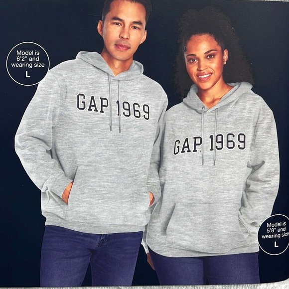 Gap 1969 Varsity LOGO Mens Gray Hoodie Sweater Pul Other - Gap 1969 Varsity LOGO Mens Gray Hoodie Sweater Pullover  NWT